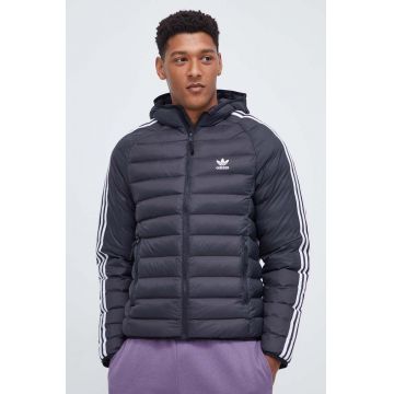 adidas Originals geacă Padded Hooded Puffer Jacket bărbați, culoarea negru, de tranziție IL2563