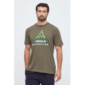 adidas Originals tricou din bumbac barbati, culoarea maro, cu imprimeu