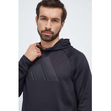 adidas Performance hanorac de antrenament culoarea negru, cu glugă, cu imprimeu