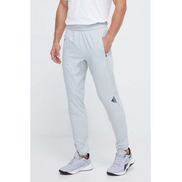 adidas Performance pantaloni de antrenament Designed for Training culoarea gri, neted