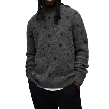 AllSaints pulover MK088Z POLK CREW barbati, culoarea gri