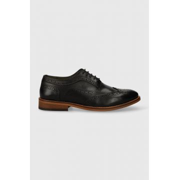 Barbour pantofi de piele Isham barbati, culoarea negru, MFO0693BK71