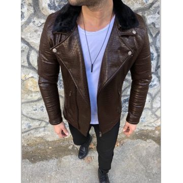 Geaca barbati maro piele ecologica B2847 58-4