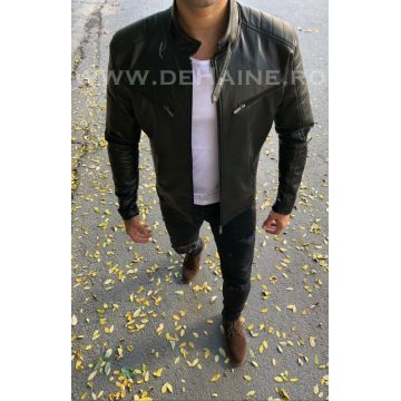 Geaca barbati piele negru ecologica B3041 60-4
