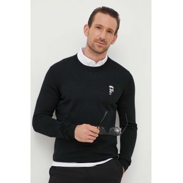 Karl Lagerfeld pulover de lana barbati, culoarea negru, light