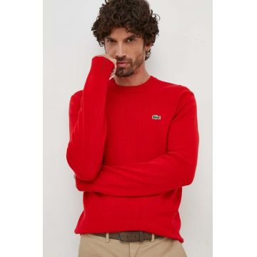 Lacoste pulover de lana barbati, culoarea rosu