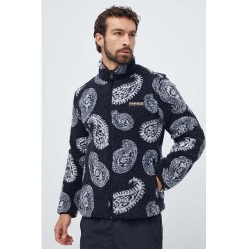 Napapijri hanorac fleece culoarea negru, modelator