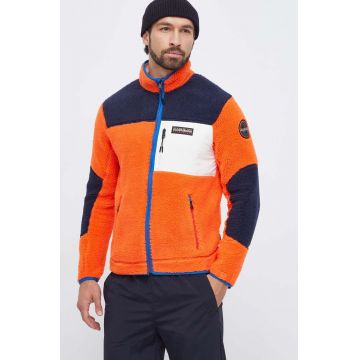 Napapijri hanorac fleece culoarea portocaliu, modelator