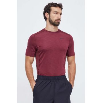 Reebok tricou de antrenament culoarea bordo, neted