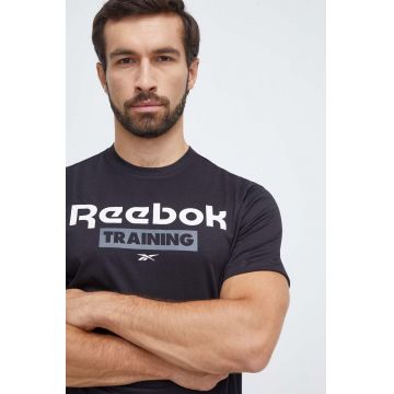 Reebok tricou de antrenament culoarea negru, cu imprimeu