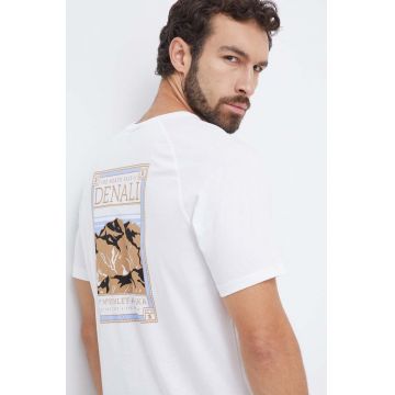 The North Face tricou din bumbac barbati, culoarea alb, cu imprimeu