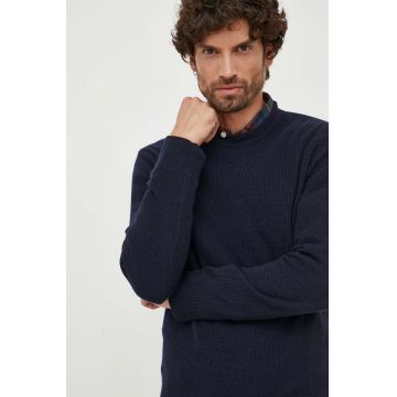 United Colors of Benetton pulover din amestec de lana barbati, culoarea albastru marin