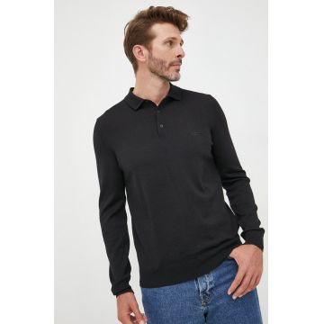 BOSS pulover de lana barbati, culoarea negru, light