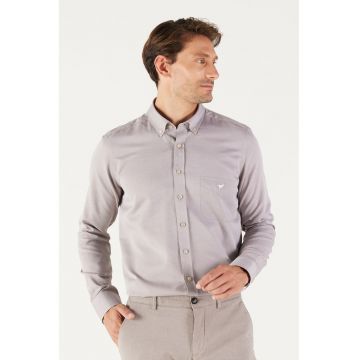 Camasa slim fit cu guler Oxford