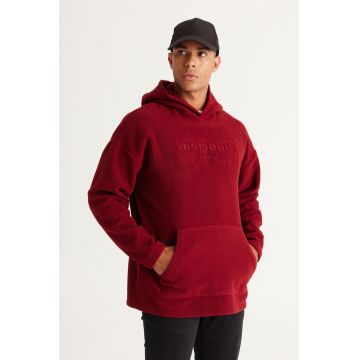 Hanorac supradimensionat din fleece cu text stantat Hanorac supradimensionat din fleece cu text stantat