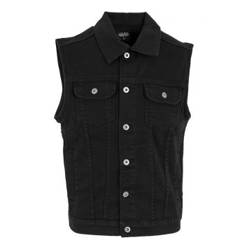 Vesta de denim cu buzunare pe piept
