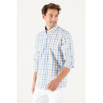 Camasa slim fit cu model gingham