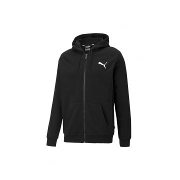 Hanorac regular fit cu fermoar si imprimeu logo discret Essentials
