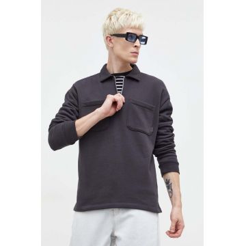 Hollister Co. bluza barbati, culoarea negru, neted