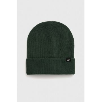Hollister Co. caciula culoarea verde, din tricot gros
