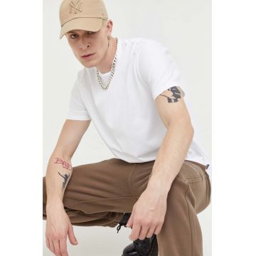 Hollister Co. tricou din bumbac barbati, culoarea alb, neted