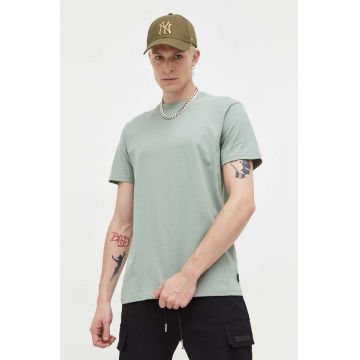 Hollister Co. tricou din bumbac barbati, culoarea verde, neted