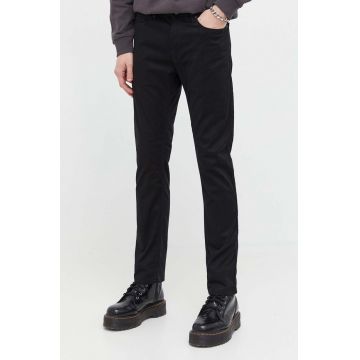 HUGO pantaloni barbati, culoarea negru, mulata