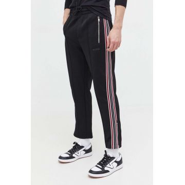 HUGO pantaloni de trening culoarea negru, cu imprimeu