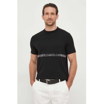 Karl Lagerfeld tricou barbati, culoarea negru, cu imprimeu