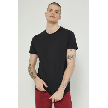 Medicine tricou din bumbac culoarea negru, neted