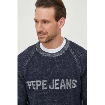 Pepe Jeans pulover de bumbac Stepney culoarea albastru marin