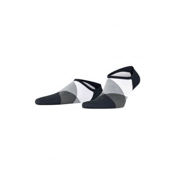 Sosete pana la glezna din amestec de bumbac organic cu model argyle - Alb/Negru