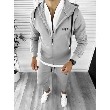 Trening barbati slim fit Pantaloni + Hanorac gri 12181 54-5