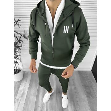 Trening barbati slim fit Pantaloni + Hanorac kaki 12233 83-2