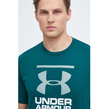 Under Armour tricou funcțional culoarea verde, cu imprimeu