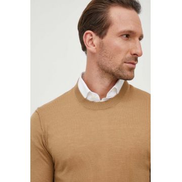 United Colors of Benetton pulover de lana barbati, culoarea maro, light