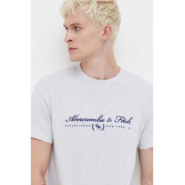 Abercrombie & Fitch tricou din bumbac barbati, culoarea gri, melanj