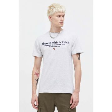 Abercrombie & Fitch tricou din bumbac barbati, culoarea gri, melanj