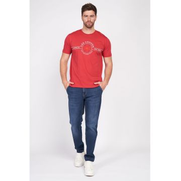 Blugi regular fit cu aspect decolorat