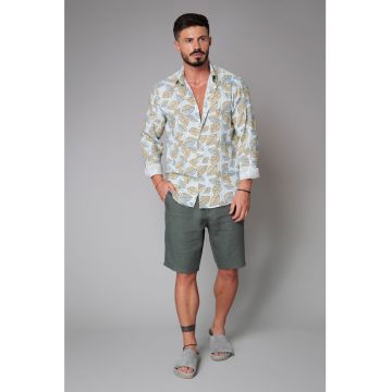 Camasa din in cu model cu frunze