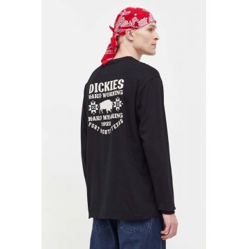 Dickies longsleeve din bumbac culoarea negru, cu imprimeu