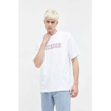 Dickies tricou din bumbac barbati, culoarea alb, cu imprimeu