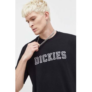 Dickies tricou din bumbac barbati, culoarea negru, cu imprimeu