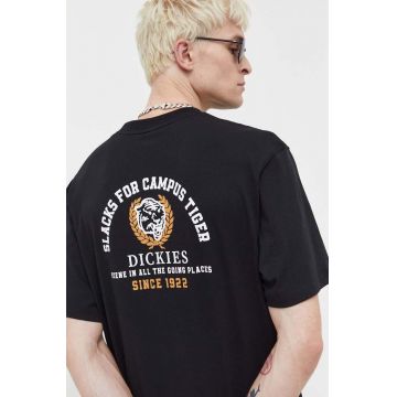 Dickies tricou din bumbac barbati, culoarea negru, cu imprimeu