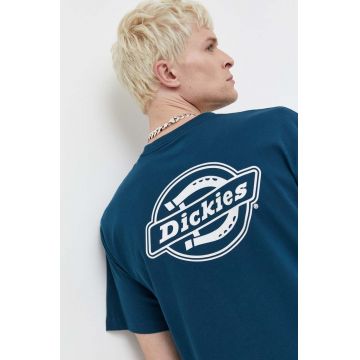 Dickies tricou din bumbac barbati, culoarea turcoaz, cu imprimeu
