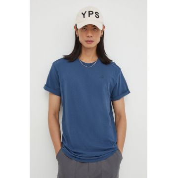 G-Star Raw tricou din bumbac culoarea albastru marin, neted