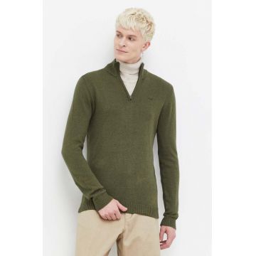 Hollister Co. pulover barbati, culoarea verde, light, cu turtleneck