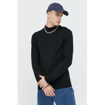 HUGO pulover de lana barbati, culoarea negru, light