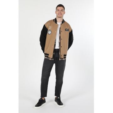 Jacheta varsity regular fit cu detalii brodate