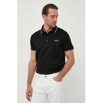 Karl Lagerfeld polo de bumbac culoarea negru, cu imprimeu
